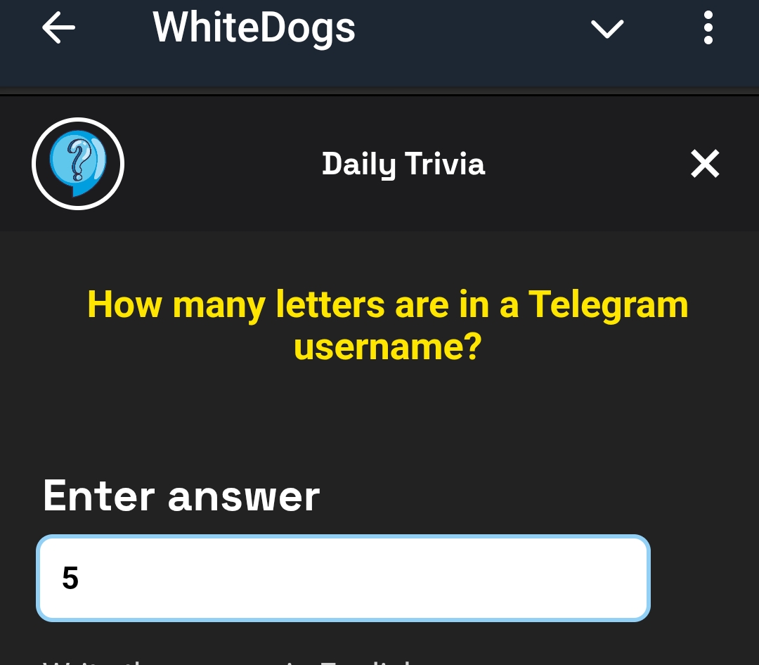 TapToEarn_Bots's tweet photo. WHITEDOGS DAILY TRIVIA

🗓03/05/25

Task => Limit=> Trivia 
Answer: 5

Start App: https://t.co/qYcf9mX77q

#Whitedogs #WTD #TON #CryptoMining #NFTs #TelegramEarnings #PlayToEarn https://t.co/5brGaTb54N