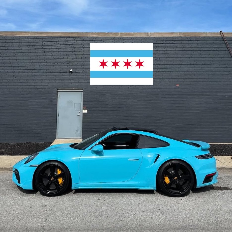 ModernNotoriety's tweet photo. Virgil Abloh's "Olympia Blue" Porsche 992 Turbo S inspired by the Chicago flag 🩵 https://t.co/WTDFz4F4oY