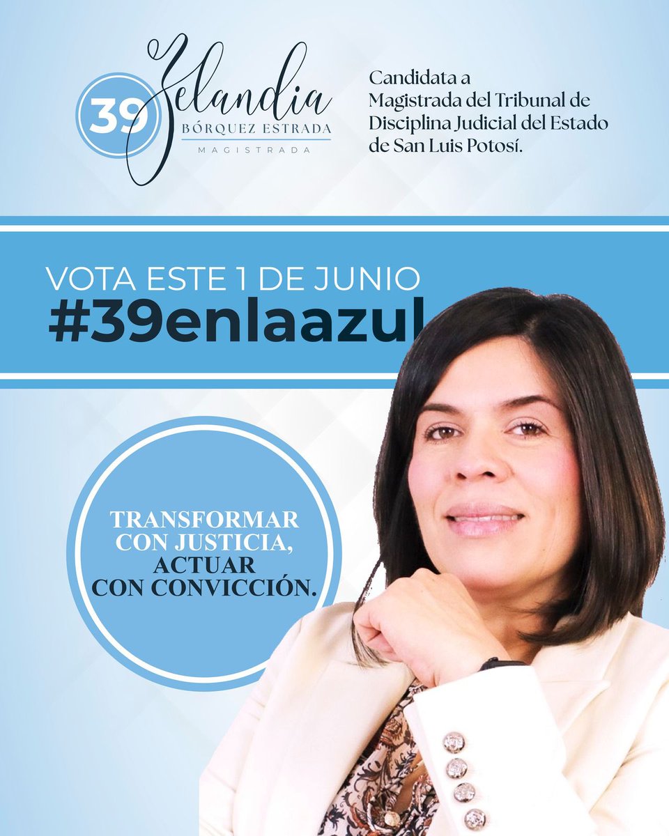 No lo olvides! Este 1o de junio vota por el 39 en la boleta azul!