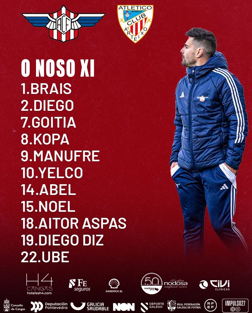 ALIÑACIÓN |  Xa temos ós 11 elixidos por Gonza para o partido de hoxe no Morrazo! ⚔️

#AlondrasArteixo