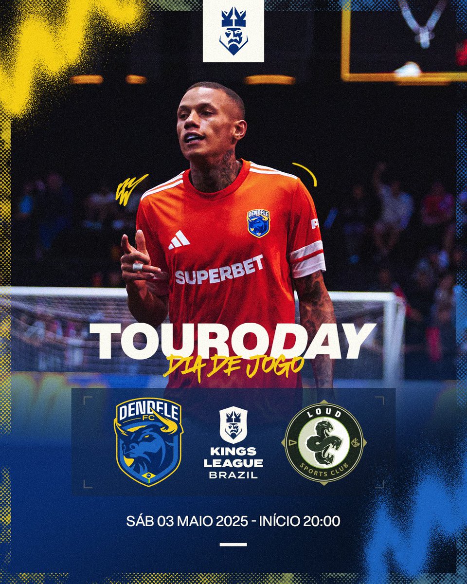 Dendele FC (@dendele_fc) on Twitter photo É DIA DE JOGO DECISIVO, É DIA DE DEIXAR A VIDA EM CAMPO PARA BUSCAR A CLASSIFICAÇÃO!
🆚 <a href="/LOUDSportsClub/">LOUD SPORTS CLUB</a>
🏆 @kingsleague_br
🏟️ Kings League Arena
⏰ 20:00
📺 Transmissão: <a href="/paulinhooloko_/">Paulinho o LOKO</a> e <a href="/lucasgagliasso/">Luqueta 🇵🇪</a>
#DendeleFC #TouroLoko É DIA DE JOGO DECISIVO, É DIA DE DEIXAR A VIDA EM CAMPO PARA BUSCAR A CLASSIFICAÇÃO!
🆚 <a href="/LOUDSportsClub/">LOUD SPORTS CLUB</a>
🏆 @kingsleague_br
🏟️ Kings League Arena
⏰ 20:00
📺 Transmissão: <a href="/paulinhooloko_/">Paulinho o LOKO</a> e <a href="/lucasgagliasso/">Luqueta 🇵🇪</a>
#DendeleFC #TouroLoko