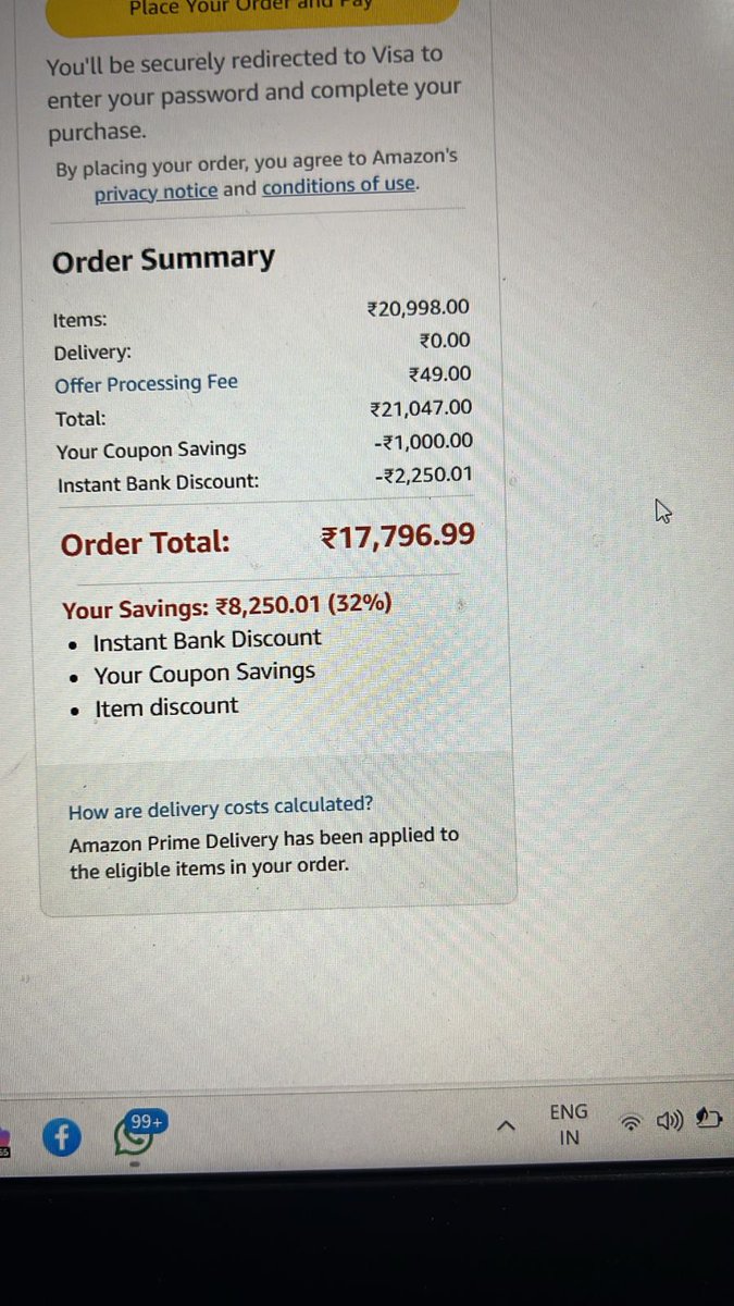 Hello <a href="/amazonIN/">Amazon India</a> what kind of charges are these. You have a sale running and have offers running on your website then why would you charge 49 rupees as offer processing fees. What kind of extortion is this. #fraud #onlineloot #amazonindia