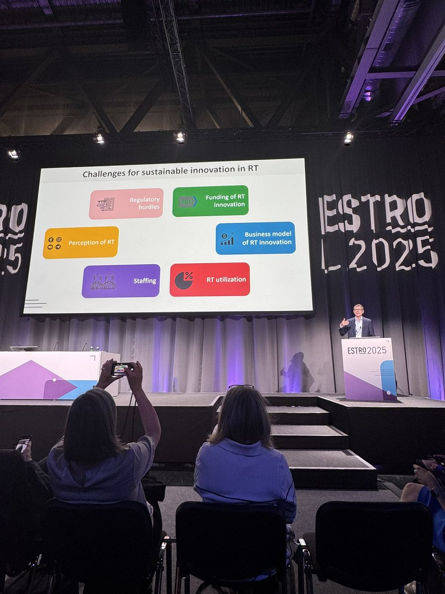 Live from #ESTRO2025: <a href="/ESTRO_RT/">ESTRO</a> President <a href="/Mat_Guc/">Matthias Guckenberger</a> highlights key challenges to sustainable innovation in radiation therapy — from regulatory hurdles and funding gaps to staffing and perception issues. A call to action for global RT advancement. #RadOnc #HealthInnovation
