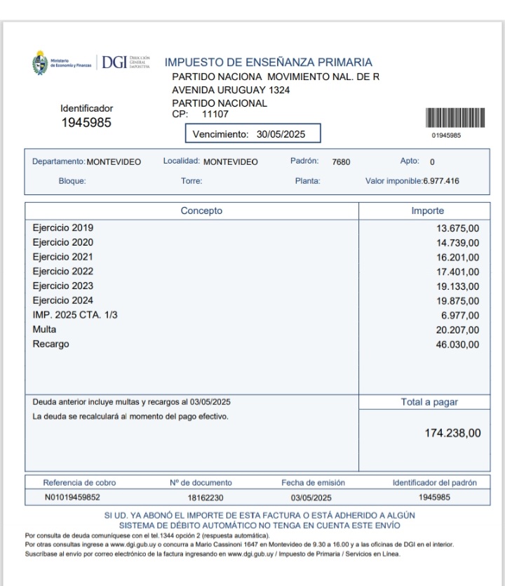 tamaranogues's tweet photo. Deuda del impuesto de Primaria del Partido Nacional 
SINVERGÜENZAS!!! https://t.co/8XgUnI2v9m