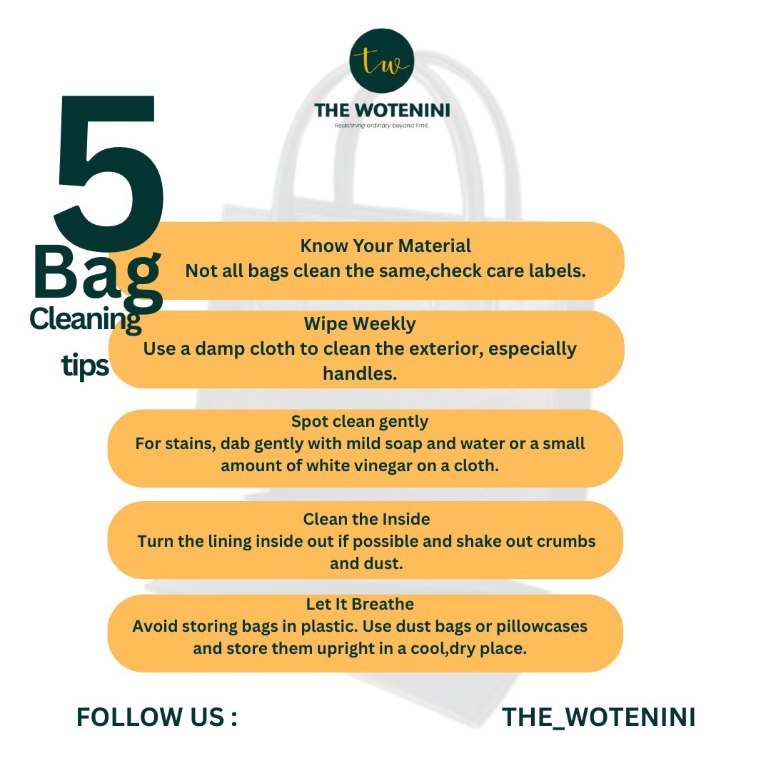 Your handbag carries a lot,don’t let it carry dirt too!

Here are 5 quick tips to keep your bags looking new, fresh, and long-lasting.
Which tip are you already doing?  Or which are you going to incorporate into your regimen now ?
Let’s hear from you
