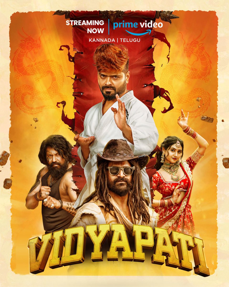 Dhananjayaka's tweet photo. ವಿದ್ಯಾಪತಿ" ಈಗ ಪ್ರೈಮ್ ವೀಡಿಯೋನಲ್ಲಿ ಲಭ್ಯವಿದೆ.
#Vidyapati is Streaming now On @PrimeVideoIN available in Kannada and Telugu.

https://t.co/dZ7vc0W52m

#Vidyapati #EmoComAction 

@Dhananjayaka @dr_bhushana @Malaikatvasupal #RangayanaRaghu @GarudaRaam @eshamkhan9 @Haseenkhan87 https://t.co/icjzZKc0SU