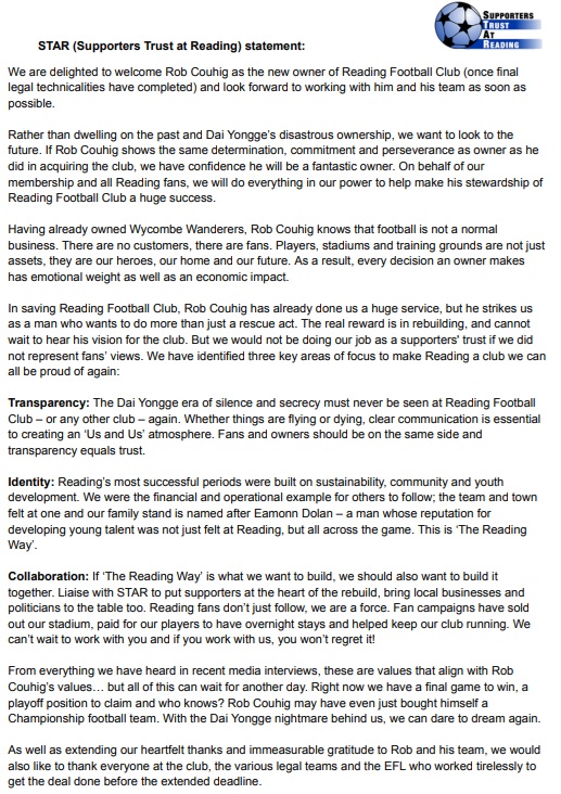 STAR proper statement! #readingfc