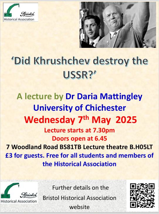 Did Khrushchev destroy the USSR. This Wednesday. Free to members. £3 for guests. #USSR