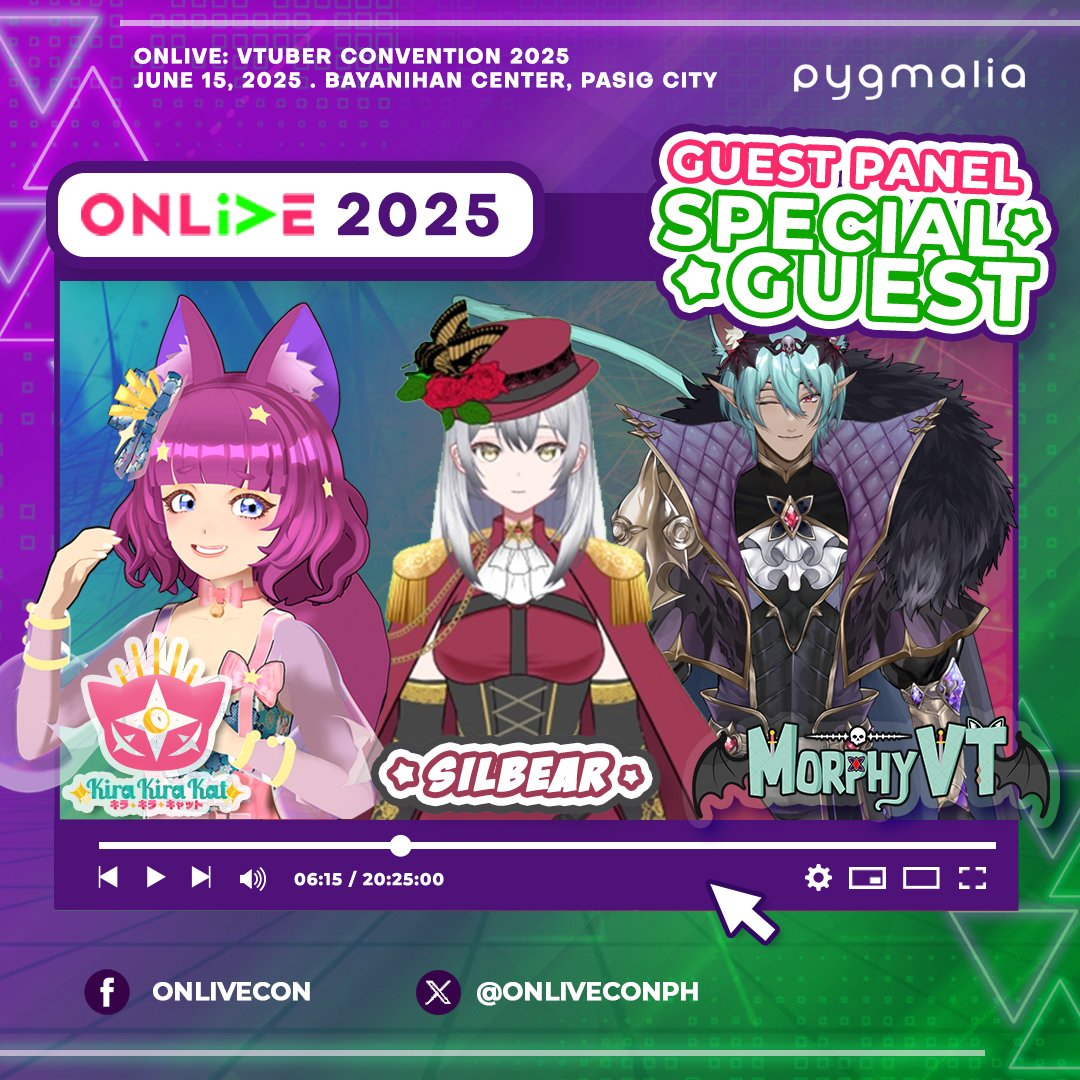 OnliveConPH's tweet image. @kirakirakat, the "5th Dimensional Magical Girl", is coming back to connect everyone, and she’ll be joined with fellow VTubers, @MorphyVA &amp;amp; @silbear_ch! 

#ONLivePH #ONLivePH2025