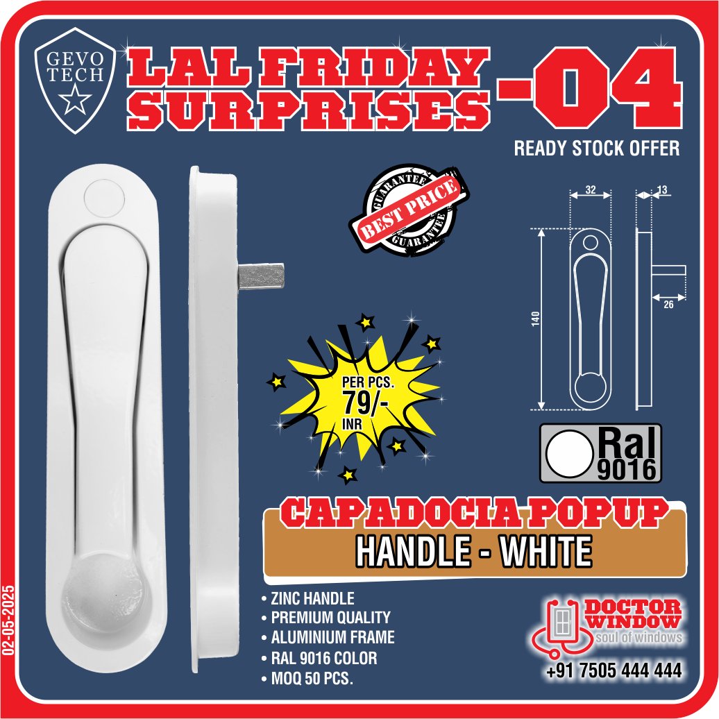 DOCTORWINDOW_IN's tweet image. GEVO TECH CALIFORNIA TOUCHLOCK - WHITE
GEVO TECH CAPADOCIA POPUP HANDLE - WHITE
GEVO TECH KOBE SHORT NECK HANDLE
GEVO TECH SATURN WINDOW ROLLER

#touchlock #handle #shortneckhandle #windowroller #doctorwindow #soulofwindow #fridayoffer #newoffer #door #hardware #window