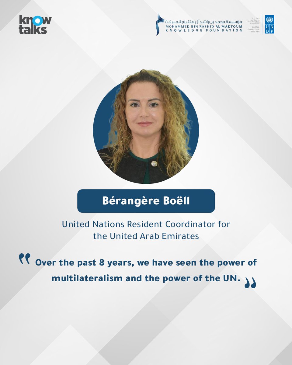 KnowSummit's tweet image. Berangere Boell: Over the past 8 years, we have seen the power of multilateralism and the power of the UN.

#MBRF #KnowTalks #UNDP #Knowledge #UAE #ADIBF2025