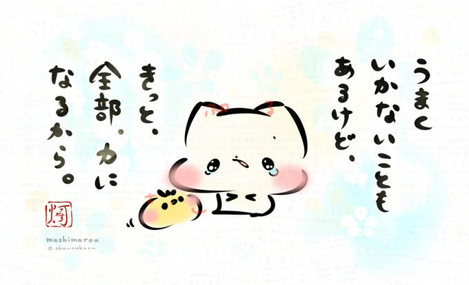 うまくいかないことも
あるけど、
きっと、全部、
力になるから。

ましまろう🐾 