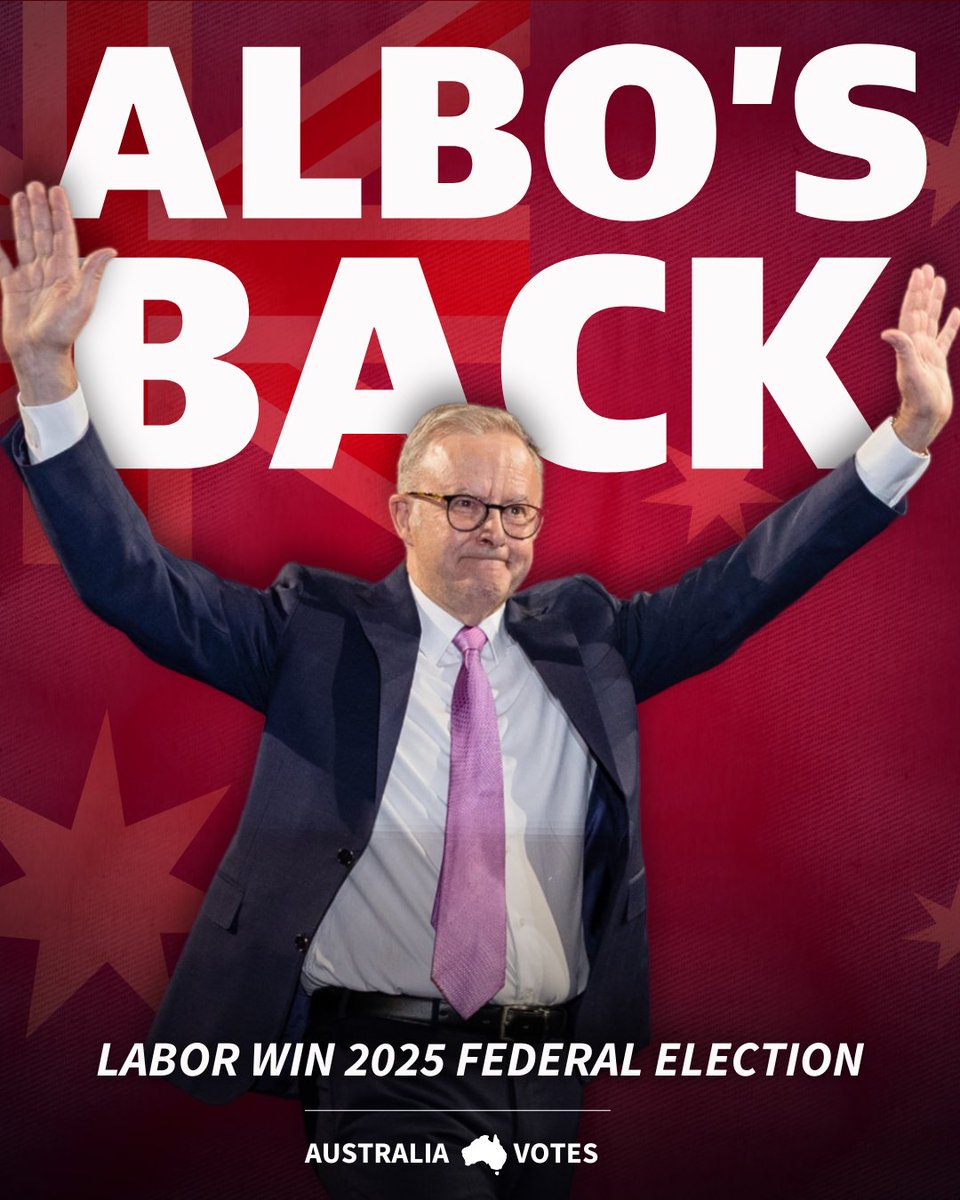 theheraldsun's tweet photo. 🗳️🚨 Anthony Albanese and the Labor Party have clinched the 2025 federal election! https://t.co/R0NnTN4WSh