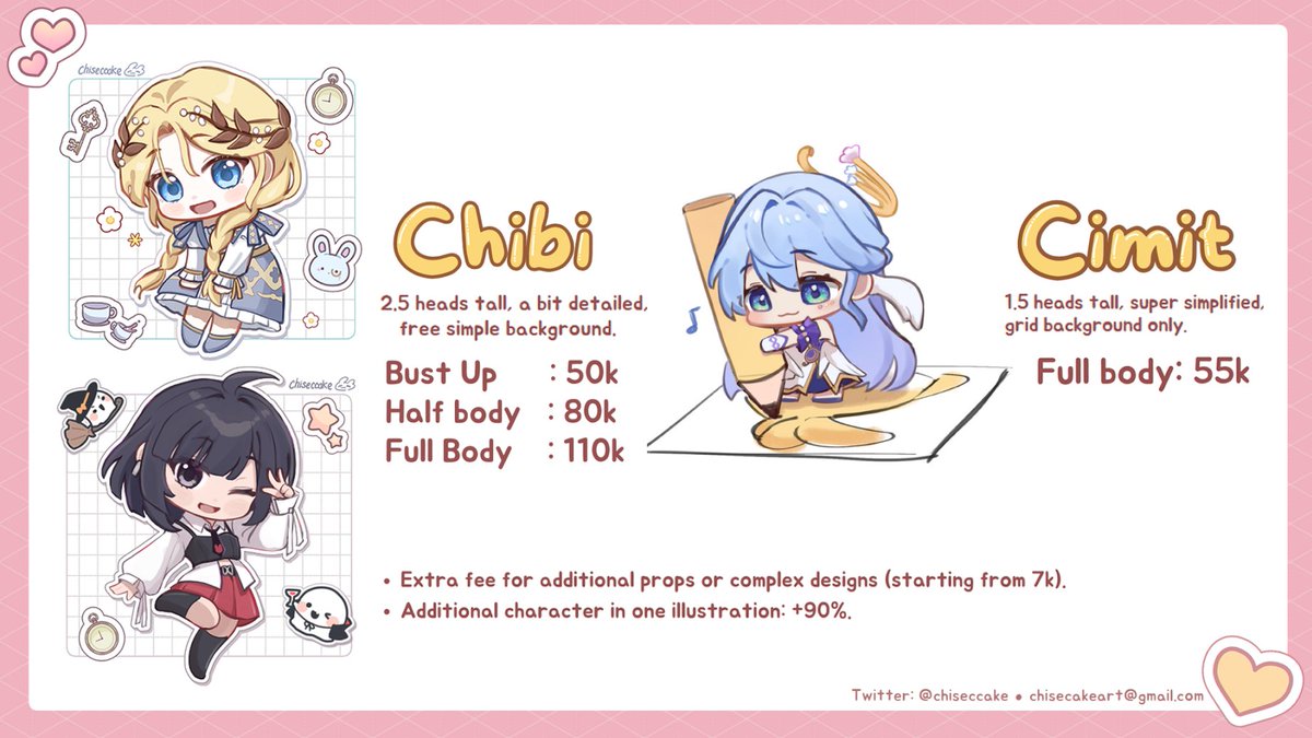 [ RTs are very appreciated! ]  

Hai haloo chise ciskek open commission lagi untuk bulan Mei!  6 slots only yaa 🍰
Silahkan baca TOS di bawah lalu DM Chise apabila tertarik :D  (mau nanya-nanya dulu juga boleh!)  

#chiseccake_cms #artidn #commissionsopen