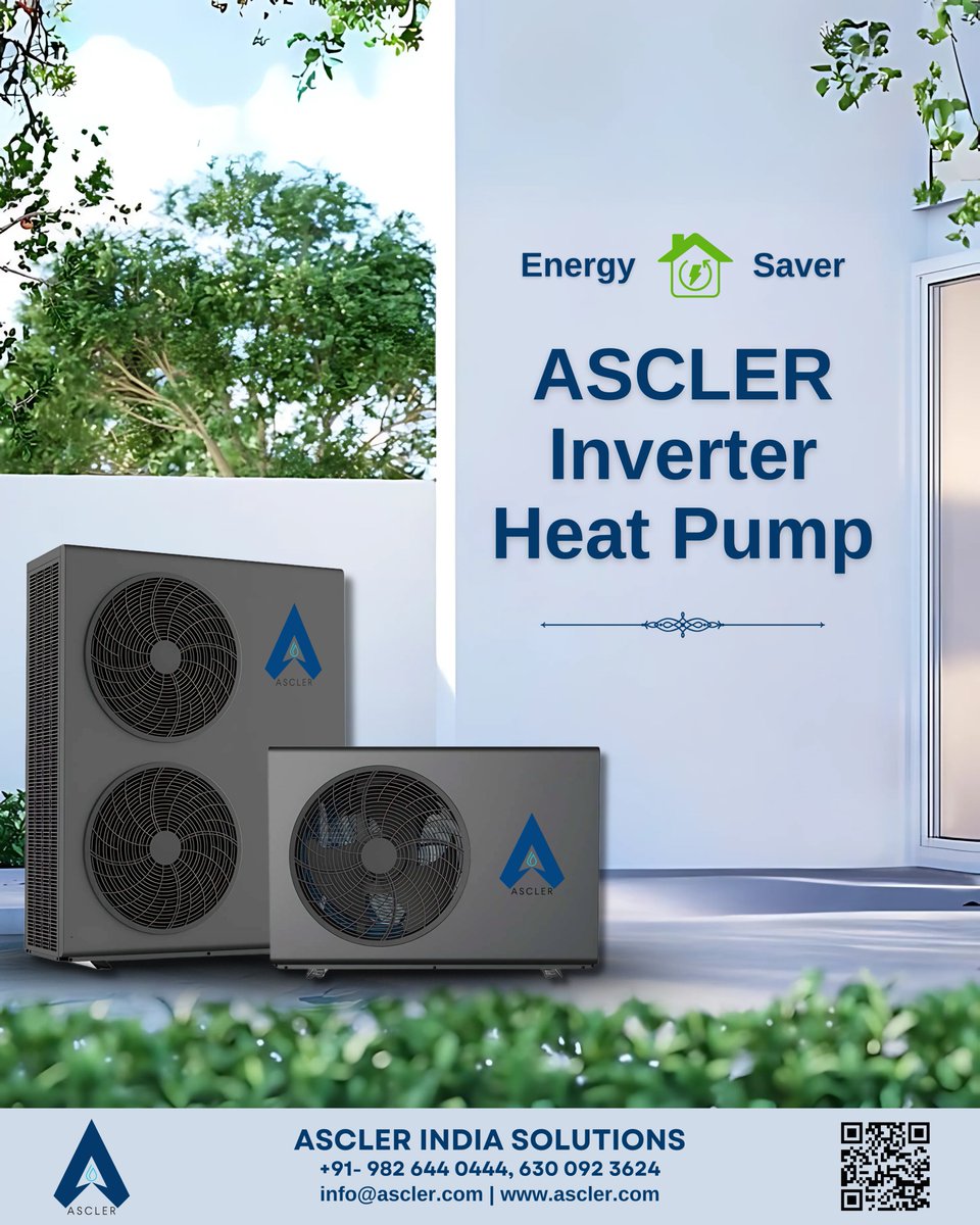 Ascler_Ind_Soln's tweet image. 🌿 Introducing the Future of Energy Efficiency! 🌿

Proud to present the ASCLER Inverter Heat Pump 

#ASCLER #HeatPump #InverterTechnology #EnergySaving #GreenEnergy #HVAC #Sustainability #MadeInIndia #RenewableEnergy #SmartHeating #ClimateSolutions