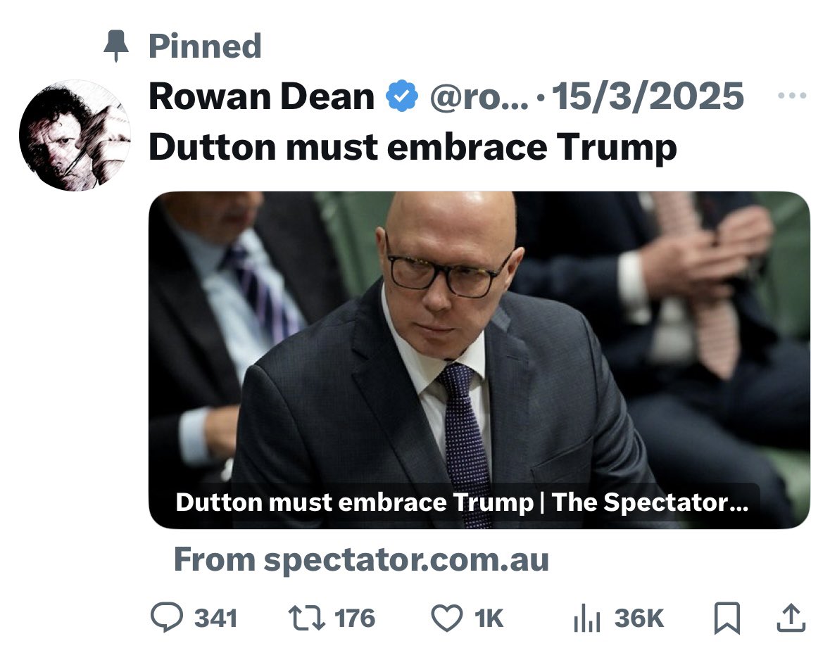 Amazing how far right nutters like Rowan Dean were literally saying “Dutton must embrace Trump”. They just don’t understand Australia or its people or its culture. Canada all over again. Australians are a moderate people.
#RowanDean #AusVotes2025 #ausvotes #auspoI