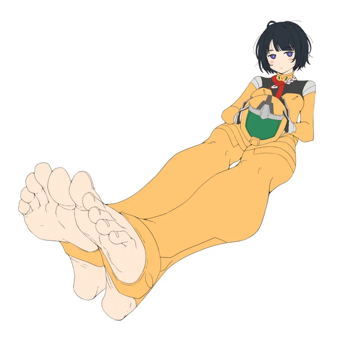 ゲルググの裸足いつ描くの?って聞かれたのでゲルググ(乗ってる人)の裸足描いた。髪ボサボサシイコ可愛い#一日一裸足絵 