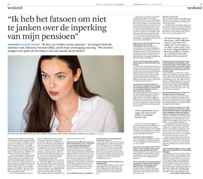 EleSimonet's tweet image. 📰 “We moeten stoppen met het geld van de staat te zien als manna uit de hemel. Ben ik dan rechts? Oké dan, j’assume: ik ben een rechtse vrouw.”
➡️ Vandaag in De Standaard : standaard.be/politiek/feder…