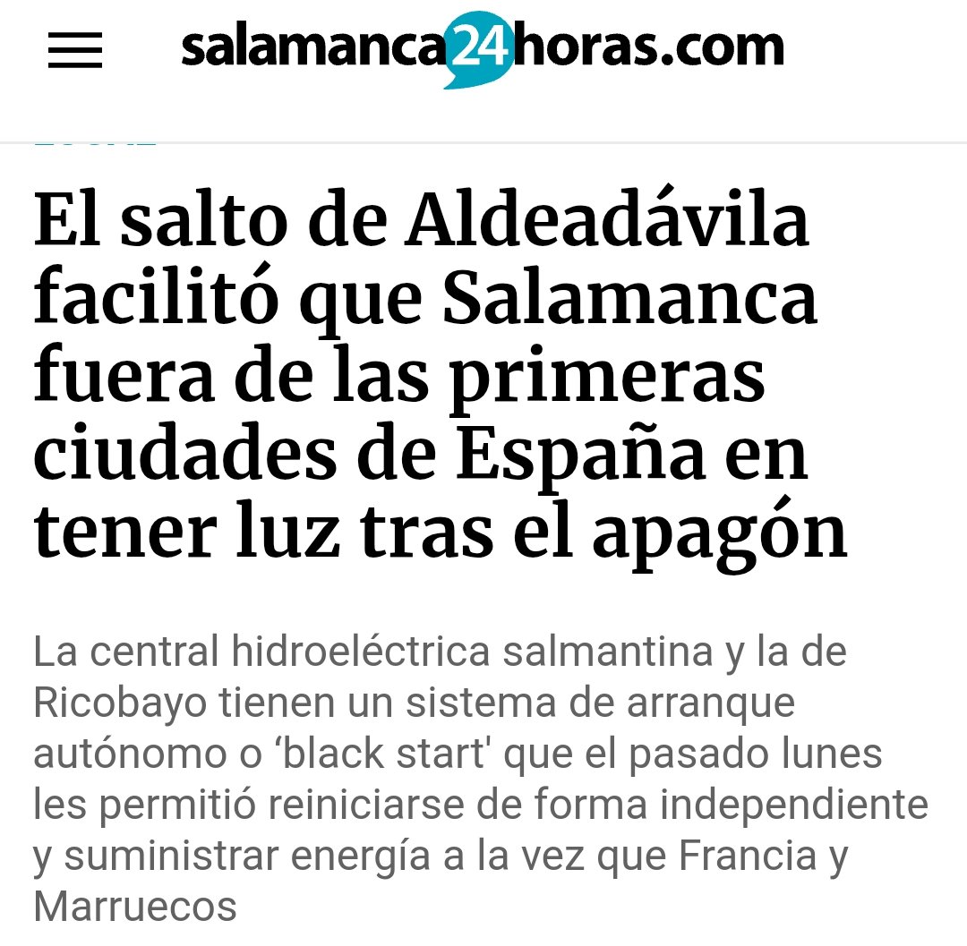 analopezfar's tweet photo. Poco se ha hablado, la ciudad de Salamanca en 3 h recuperó la luz tras el apagón. 
✅Suministró energía a la vez que Francia y Marruecos.
,✅Más data center en Salamanca 👩‍💻 y mejor 🚄🛤️ con Madrid. https://t.co/tF2pwxwmOx