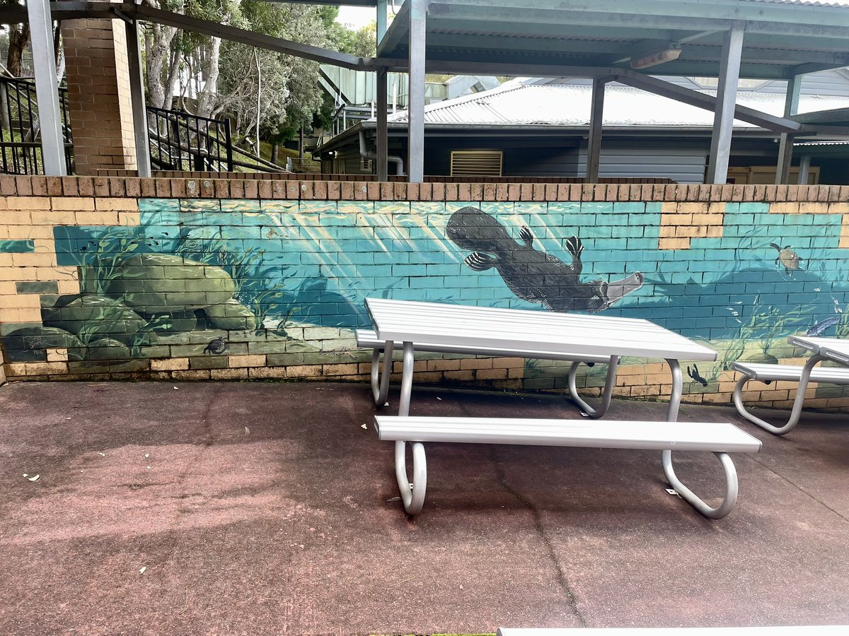 Heading to vote today I was lucky to see part of the mural I painted for Ourimbah Public School. The message in the mural is the <a href="/Take3fortheSea/">Take 3</a> initiative to pick up 3 pieces of rubbish if you see it &amp; bin it to stop it entering our waterways and oceans endangering our sea life.