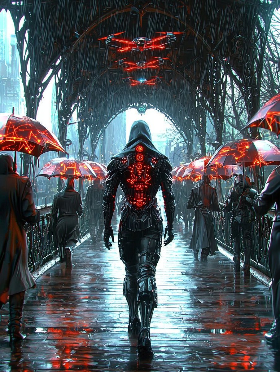 Synth_Cyborg's tweet photo. They called him a ghost.
But the drones never lost track.
#NeoNoir #CyberAssassin #SurveillanceState #SpaceArt https://t.co/ewqFttLTMS