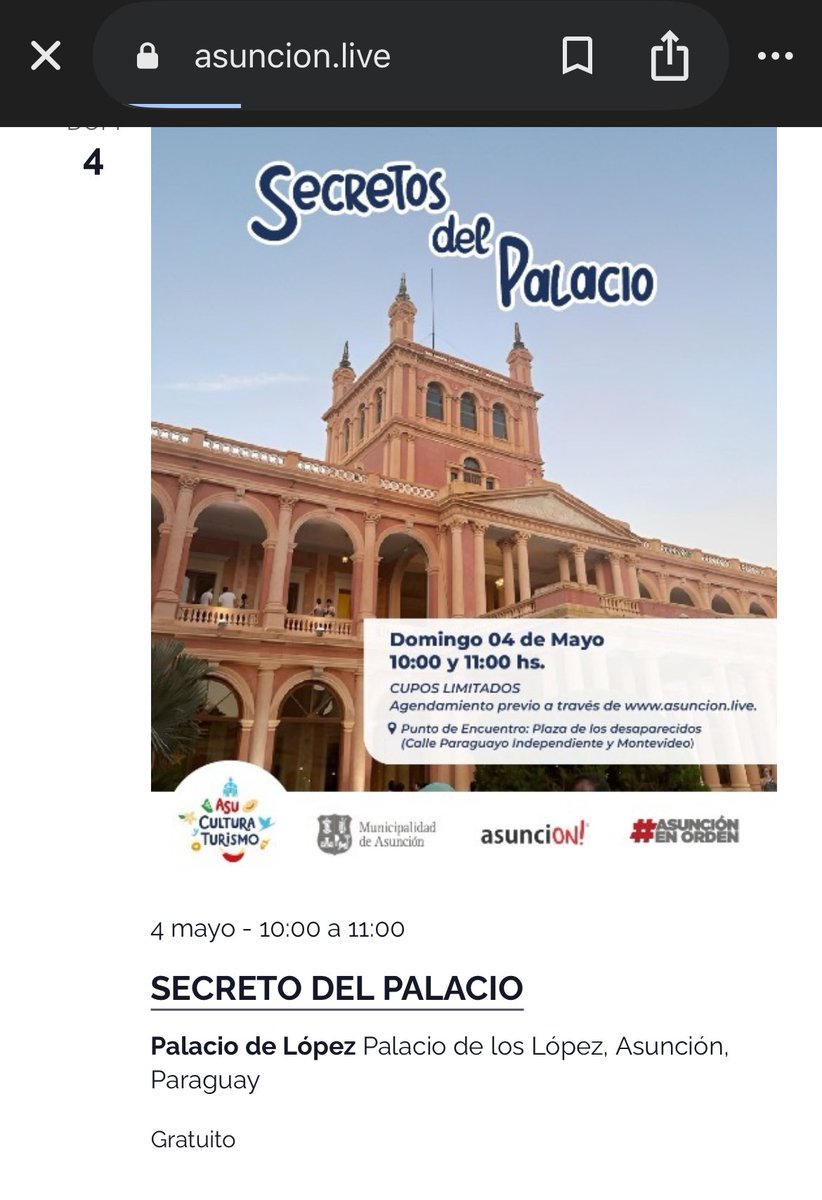 Desde el año pasado intento apuntarme a esta actividad desde la Web - asunción.live pero hasta ahora no logró entradas. Alguien sabe en qué momento (hora sobre todo) uno puede sondear la disponibilidad de entrada? <a href="/CulturaAsu/">CulturaAsu</a>