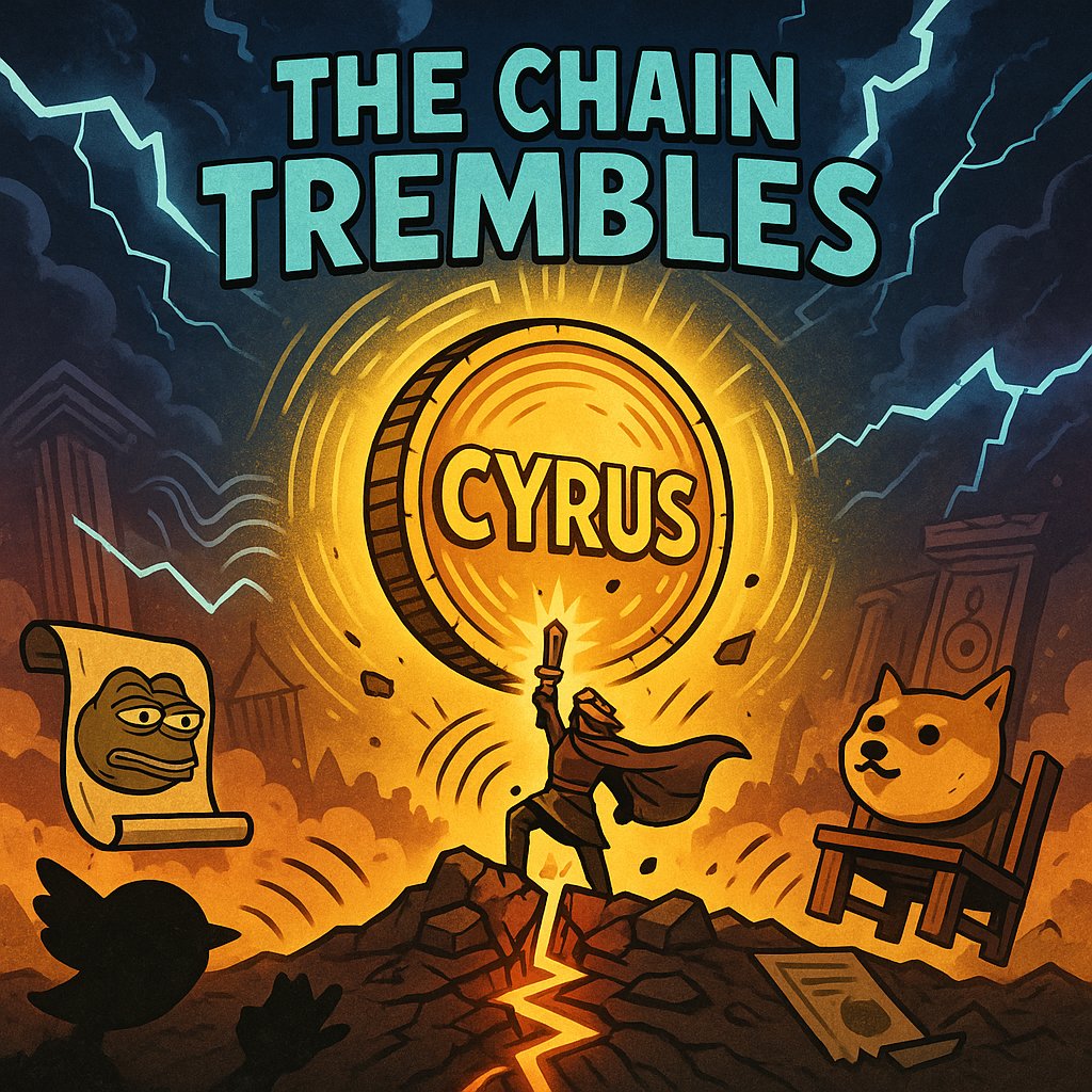 Cyrusmemecoin's tweet photo. ⛓️ The chain trembles…
Every meme coin feels it.
Every trader hears it.
CYRUS is making noise — and history.
We’re just getting started.
🌐 https://t.co/HQYN0cP854
#CyrusCoin #SolanaHeat #MemeCoinMomentum #CryptoShockwave #CryptoPump https://t.co/qDBvnbXwQ3