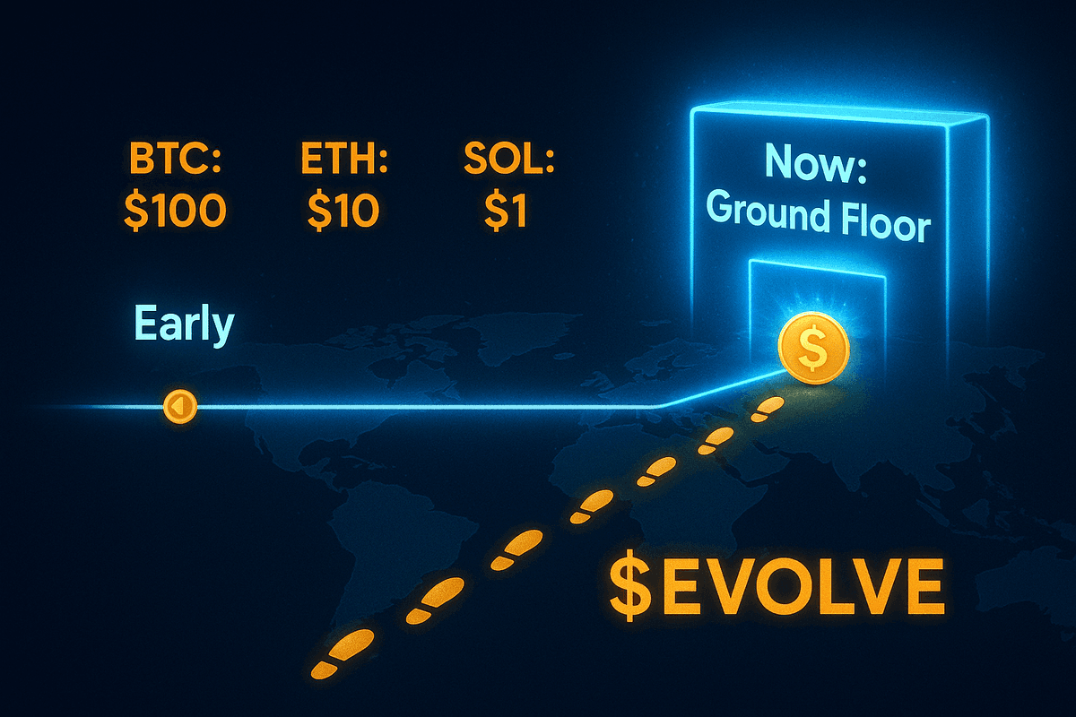 EvolveTKN's tweet photo. โFrom Pennies to Powerโ
๐ญ What if you could go back and buy BTC at $100?
ETH at $10? SOL at $0.50?
$EVOLVE is giving you a chance to do it right this time.
โก Buy now. Thank yourself later.
๐ https://t.co/8IrDuPrmUm
#NextCryptoGem #CryptoFOMO #BuyEarly #EvolveToken https://t.co/DTfOvl6NXN