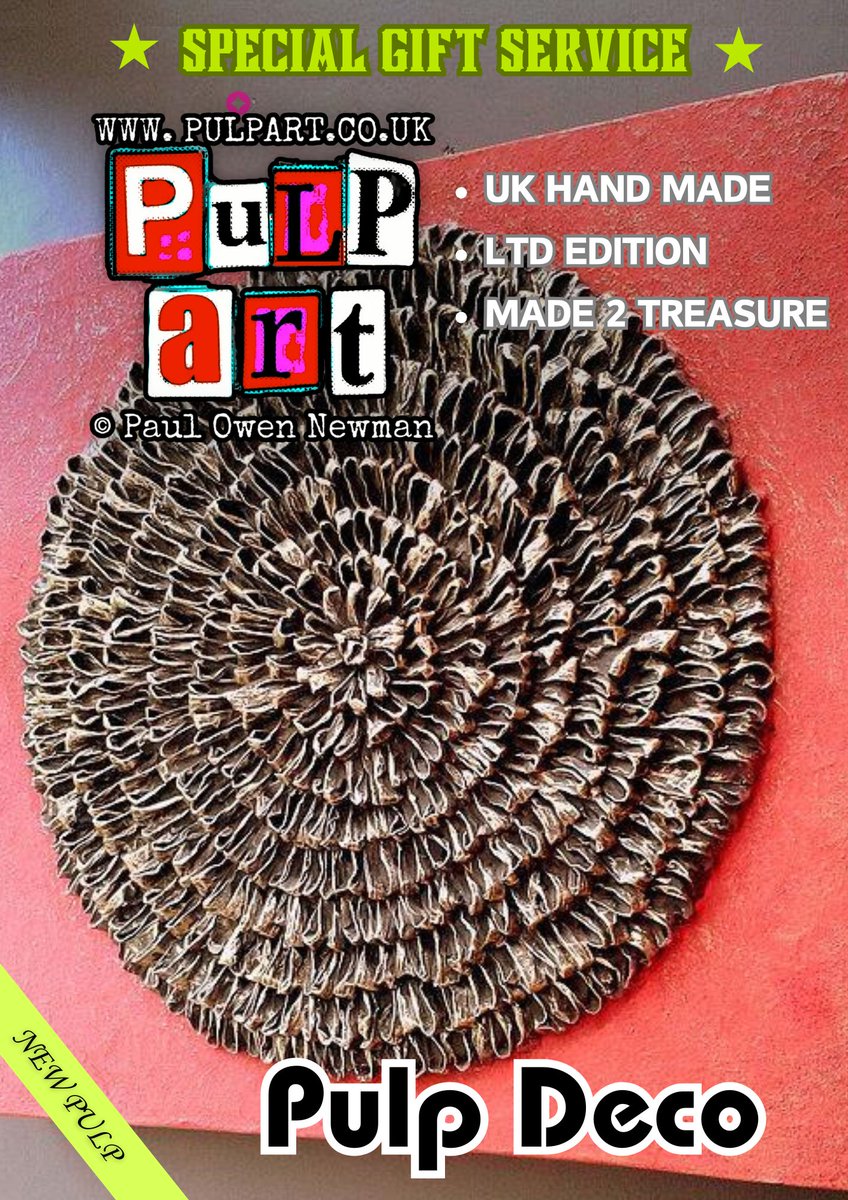 Pulp Deco: What makes Pulp Deco truly remarkable is how these humble materials transform into pieces that convincingly mimic more expensive and complex textures.
pulpart.co.uk/new-pulp/f/pul…
#wallart  #PulpArt #interiordecor #interiors  #deco