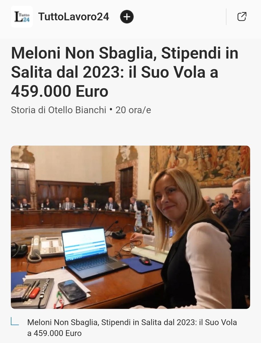 TizianaMossa's tweet photo. È vero, la #Meloni dice che gli stipendi sono in salita.....
Ma solo il suo...‼️
Per lei gli #Italiani devono continuare a NON arrivare alla fine del mese!!

#LoStipendiodellaMeloniSale💸 #SalariBassi https://t.co/WnlcYoDR1u