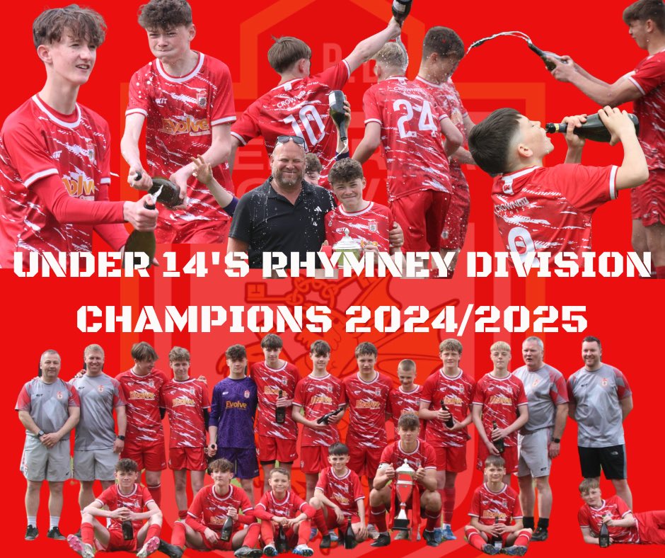 Incredible season these lads have had

UNDER 14’s RHYMNEY DIVISION CHMAPIONS

Played 14
Won 13
Drawn 1
Lost 0
GF 145
GA6

INVINCIBLES ❤️🤍