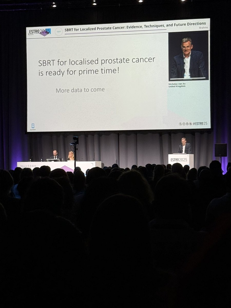 Felipe Couñago PhD (@fcounago) on Twitter photo “‘SBRT for localised prostate cancer is ready for prime time!’ At #ESTRO25, <a href="/nickva1/">Nicholas van As</a> confirmed SBRT as a strong, precise, and low-toxicity option for prostate cancer. More data coming! #SBRT #ProstateCancer #Radiotherapy #ESTRO2025” “‘SBRT for localised prostate cancer is ready for prime time!’ At #ESTRO25, <a href="/nickva1/">Nicholas van As</a> confirmed SBRT as a strong, precise, and low-toxicity option for prostate cancer. More data coming! #SBRT #ProstateCancer #Radiotherapy #ESTRO2025”