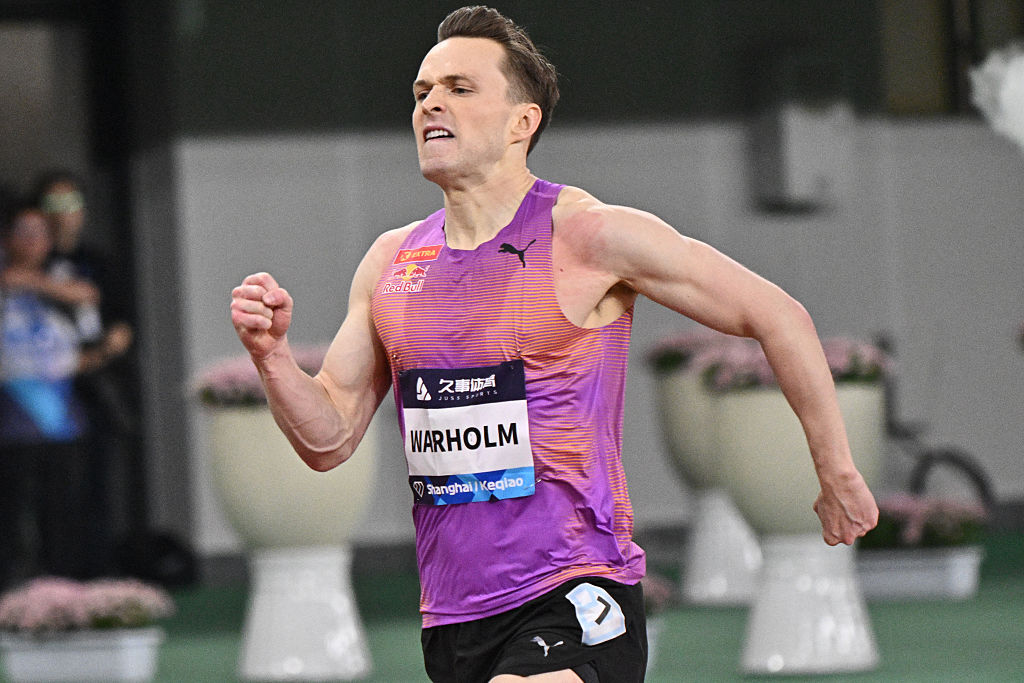 One week after his 300m hurdles world best, Karsten Warholm wins the 400m hurdles at today's Diamond League in China in 47.28.
