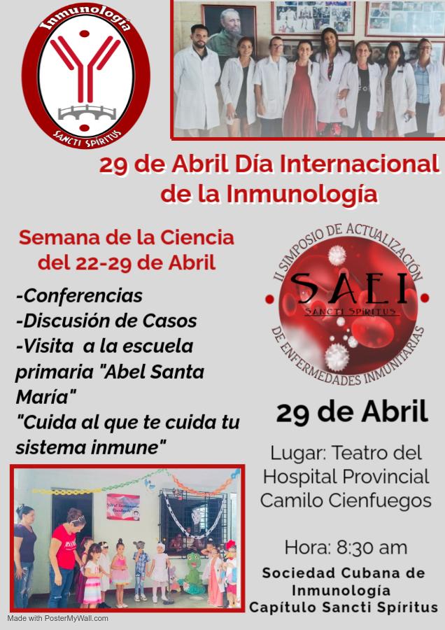 Capitulo de SANTI SPIRITUS de la Sociedad Cubana de Inmunología en la Campaña por el Día Mundial
<a href="/MINSAPCuba/">Ministerio de Salud Pública de Cuba</a> <a href="/SaludSociedades/">CNSCS Oficial</a> <a href="/iuis_online/">International Union of Immunological Societies</a>