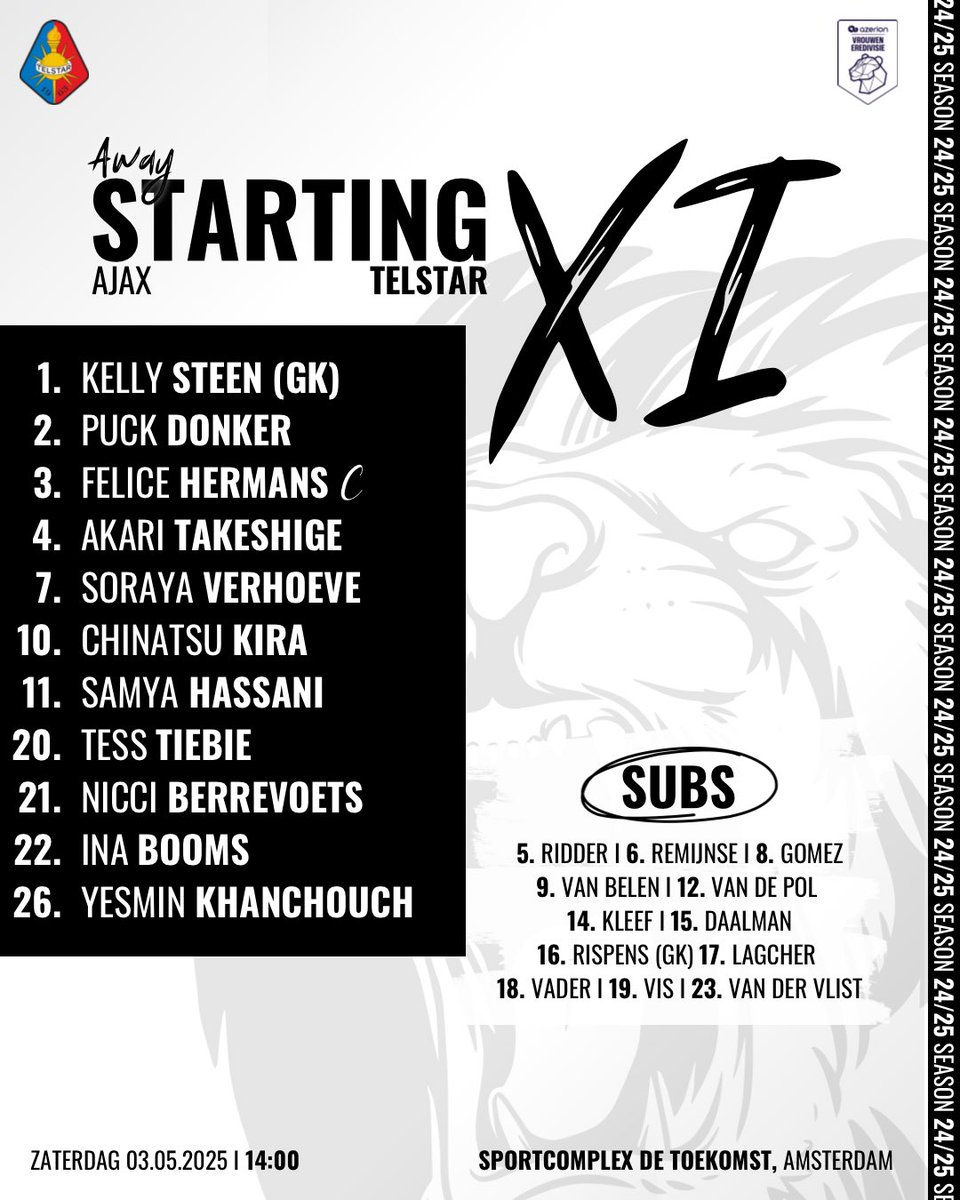 𝐗𝐈 𝐯𝐬 𝐀𝐣𝐚𝐱 𝐀𝐦𝐬𝐭𝐞𝐫𝐝𝐚𝐦!🦁

#WitteLeeuwinnen | #ajaTEL