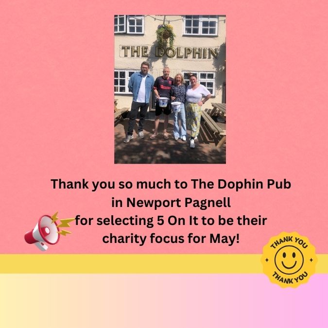 Big shout out to The Dolphin Newport Pagnell today who are running a Retro Football Shirt and Memorabilia Sale today and donating 10% of everything sold to #5onit to help fund our free summer camps!

Pop in before 5pm for a drink in the sunshine and to check it out! 📷📷