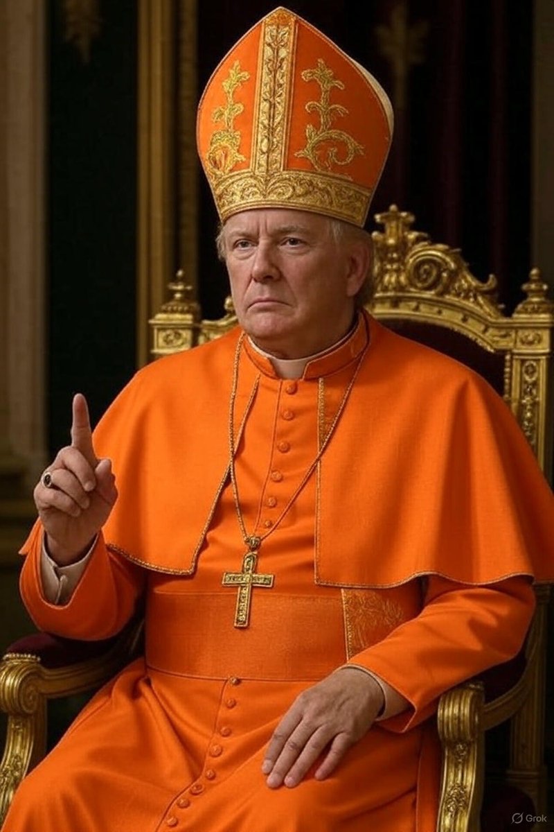 AdhammoV's tweet photo. The orange 🍊 pope 
... 
#trump #pope #orange #clown https://t.co/T0IxXGs922