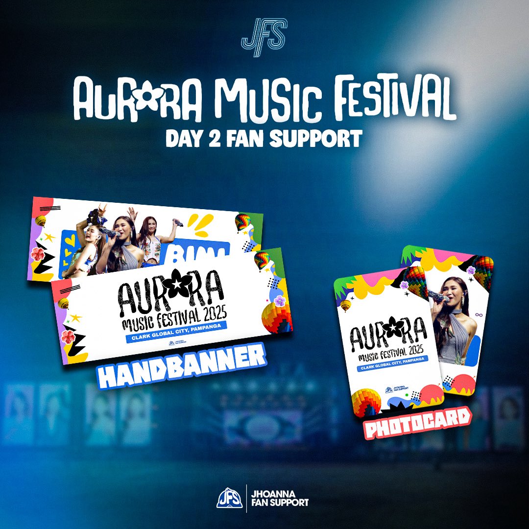 jhofansupport's tweet photo. AURORA FESTIVAL 2025 FREEBIES for DAY 2

Come for the vibes, leave with the freebies.

We’re giving away super limited freebies! Just swing by and grab your free Aurora banners and photocards!😉

To claim, simply show us on the day that you:

🐤 Follow our social media accounts
- Tiktok, Instagram, X: @jhofansupport
- Facebook: BINI Jhoanna Fan Support
 🐤 Like and retweet this post

#BINIatAuroraMusicFest2025
#JFST_AmityGrandPrix_AFest #JhoannaFanSupport