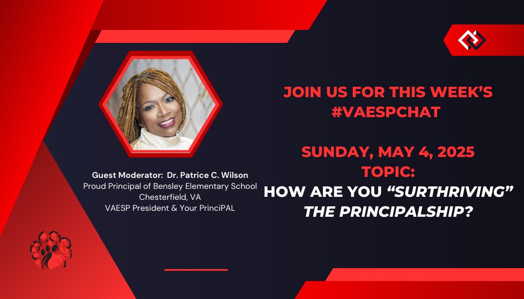 Dr. Andrew Buchheit (@andrewbuchheit) on Twitter photo #VAESPchat Sunday, May 4 at 8pm ET with <a href="/theVAESP/">VAESP</a> President Dr. Wilson <a href="/CcpWilson/">Dr. Patrice C Wilson</a> Topic: “SurThriving” the Principalship! <a href="/KbartonKrista/">Krista Barton Arnold</a> <a href="/jmatherly/">John Matherly</a> <a href="/egoodman1215/">Dr. Eric Goodman</a> <a href="/DrZissios/">Patricia Zissios</a> <a href="/MrsASchott/">Amy Schott</a> <a href="/MHawley_3/">Dr. Megan Hawley</a> <a href="/ChuckMossEDU/">Chuck Moss #DontBeAfraidToBeAwesome</a> <a href="/drobertsjr2/">Davis Roberts</a> <a href="/GinnyGills/">Ginny Gills</a> <a href="/efranksnaesp/">L. Earl Franks, Ed.D., CAE</a> <a href="/EdCosentino11/">Ed Cosentino</a> <a href="/AknightApril/">April Knight</a> #VAESPchat Sunday, May 4 at 8pm ET with <a href="/theVAESP/">VAESP</a> President Dr. Wilson <a href="/CcpWilson/">Dr. Patrice C Wilson</a> Topic: “SurThriving” the Principalship! <a href="/KbartonKrista/">Krista Barton Arnold</a> <a href="/jmatherly/">John Matherly</a> <a href="/egoodman1215/">Dr. Eric Goodman</a> <a href="/DrZissios/">Patricia Zissios</a> <a href="/MrsASchott/">Amy Schott</a> <a href="/MHawley_3/">Dr. Megan Hawley</a> <a href="/ChuckMossEDU/">Chuck Moss #DontBeAfraidToBeAwesome</a> <a href="/drobertsjr2/">Davis Roberts</a> <a href="/GinnyGills/">Ginny Gills</a> <a href="/efranksnaesp/">L. Earl Franks, Ed.D., CAE</a> <a href="/EdCosentino11/">Ed Cosentino</a> <a href="/AknightApril/">April Knight</a>