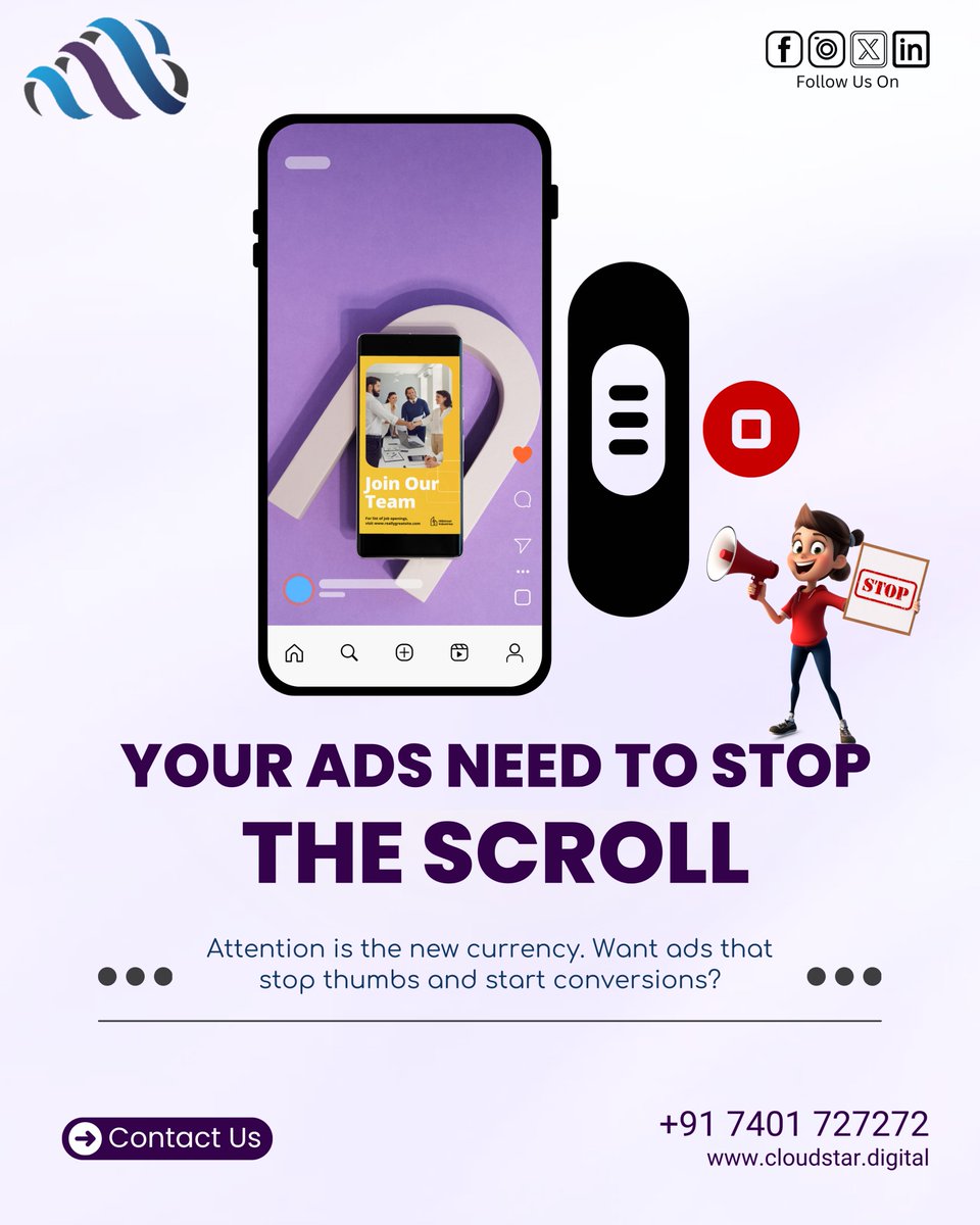 Cloudstardigi's tweet image. Attention is the new currency. Want ads that stop thumbs and start conversions? Let’s talk.&quot;
🌐 cloudstar.digital 📞 7401 72 72 72
#scrollstoppingads #visualads #adcreatives #conversionfunnels #paidads #marketingattention