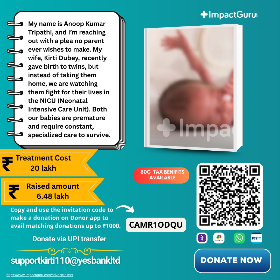 SHIVAMC45443853's tweet photo. @storalok @X @SonuSood @MoHFW_INDIA @ravikishann We have raised 6.5 Lakhs out of 20 Lakhs. Requesting everyone's support to come forward and donate whatever is possible at individual level.

https://t.co/44yRcTTsOu https://t.co/0tp18wrZzw