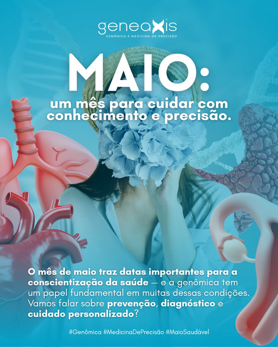 geneaxis's tweet photo. Maio chegou, e com ele, uma nova oportunidade de refletir sobre saúde, prevenção e o poder da genômica no cuidado individualizado.
#Geneaxis #Genômica #MaioSaudável #DoençasRaras #CâncerHereditário #TesteGenético #MedicinaDePrecisão #SaúdeDaMulher #Talassemia #CâncerDeOvário https://t.co/zV7OJoebRj