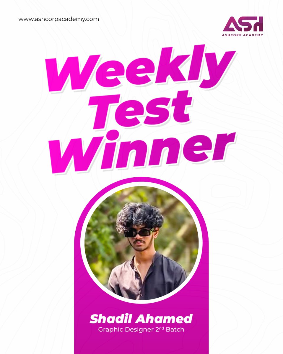 ash_corp_'s tweet photo. Congratulations to our Weekly Test Winner!
Meet Shadil Ahamed, a talented student from our Graphic Designer 2nd Batch, who stood out with creativity and dedication. Keep up the amazing work! 

#AshcorpAcademy #GraphicDesigning #StudentSpotlight #TestTopper #CreativeMinds https://t.co/ANgIMkmBSk