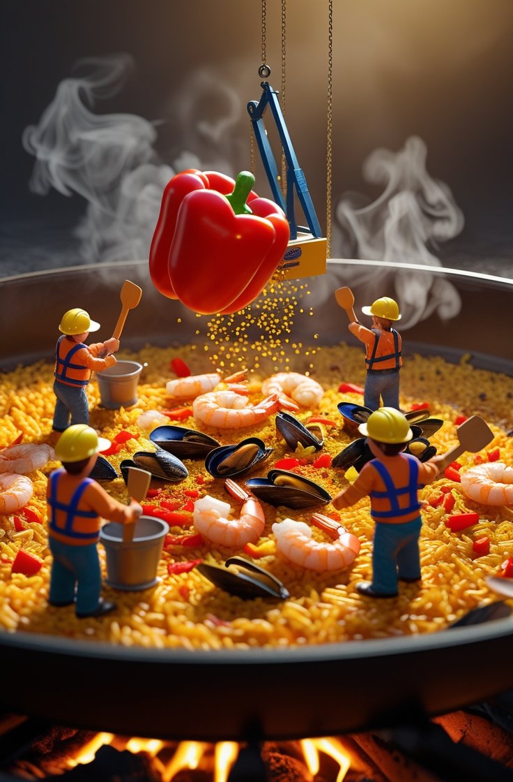 BINIcut's tweet image. Tiny workers, giant flavors! 🍤🍚 Watch as Pixar-style 3D animation brings a massive paella to life—complete with saffron sprinkles, seafood precision, and hyper-realistic textures. 🔥🍽️ #3DArt #FoodAnimation #PixarStyle #DigitalArt #HyperRealism #Paella