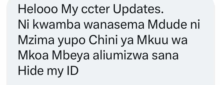 MariaSTsehai's tweet photo. ‼️🚨JUMA ZUBERI HOMERA MWACHIE MDUDE - MPELEKENI HOSPITALI🚨‼️
Mkuu wa mkoa wa Mbeya tumepewa taarifa na vyanzo 3 tofauti kuwa we ndo ulituma taskforce chini ya ofisi ya RCO wakiongozwa na Shabani kumteka na kumwumiza @mdudenyagali na unaye na anahitaji emergency services! 
Mpelekeni hospitali yaishe 
RPC hii taarifa fanyia kazi maana ni kama mfumo hausomani! Hadi maafisa wako ndani wanaruka hii kesi maana ni mbaya!

Tunajiandaa kwa sasa na nyaraka ya kimataifs na kuna ujumbe unakuja ila baadaye msianze kulialia tunaichafua nchi! 
Homera utaichafua nchi - nyie nendeni mwacheni hapo hospitalini tumwuguze
#FreeMdude 
#freemdudenyagali