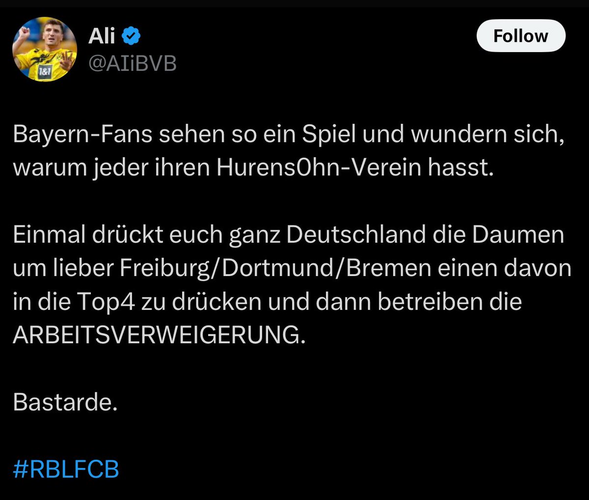 Dortmund spielt 80% der Saison Müll und jetzt sind andere schuld dass die nicht in die CL kommen hahahahahaha was ein hs