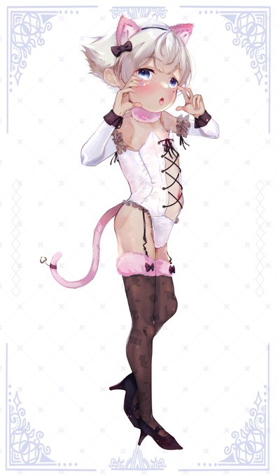 先日 GLO先生@KrybabyGLO のオリキャラ[あいこ]ちゃんを描かせていただきました!猫耳コスにしたのですがとても可愛い🐈‍⬛🎀 