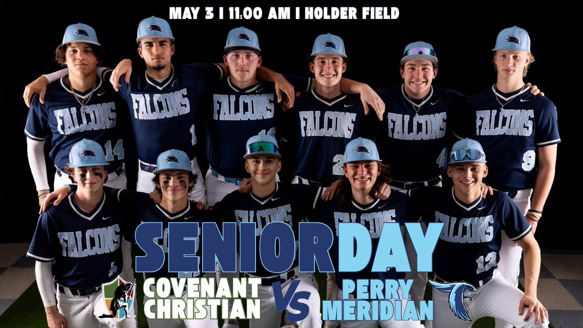 Perry Meridian Baseball (@pmfalcons_base) on Twitter photo Thankful for this group of Seniors and the opportunity to celebrate them today‼️
Come join us as we honor these 12 young men who have invested so much time and energy into themselves, each other, and the program.
🆚 Covenant Christian
📍 Holder Field
⏰ 11:00 am
⚾️ <a href="/abkerr2025/">Aiden Kerr</a> Thankful for this group of Seniors and the opportunity to celebrate them today‼️
Come join us as we honor these 12 young men who have invested so much time and energy into themselves, each other, and the program.
🆚 Covenant Christian
📍 Holder Field
⏰ 11:00 am
⚾️ <a href="/abkerr2025/">Aiden Kerr</a>