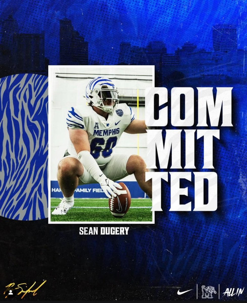 Memphis picks up a commitment from Albany transfer OL Sean Dugery. He posted his commitment on his IG page n.rivals.com/content/athlet…