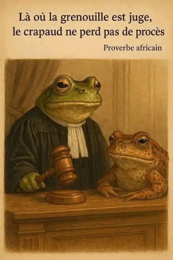 prof0309's tweet image. "Là où la grenouille est juge, le crapaud ne perd pas de procès."
Proverbe africain

"개구리가 판사라면, 두꺼비는 소송에서 지지 않는다."
아프리카 속담 

정의란 무엇인가? 저울과 칼을 손에 들고, 눈가리개를 한 디케(Dike) 혹은 유스티티아(Iustitia)는 존재하지 않는가?